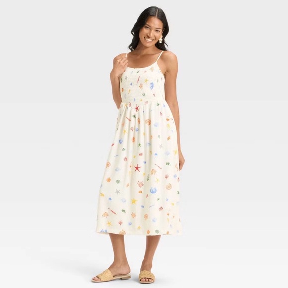 a new day Dresses & Skirts - A New Day Seashell Midi Dress Viral Colorful Sea Life Print Target Coastal